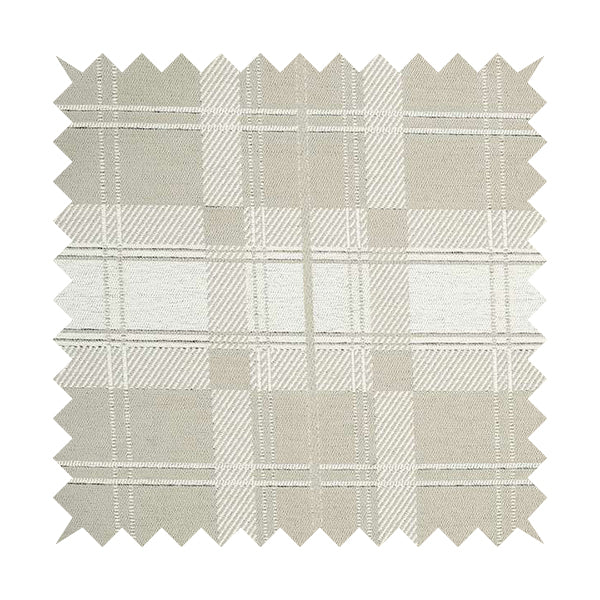 Highland Collection Luxury Soft Like Cotton Checked Pattern Silver Colour Chenille Upholstery Fabric JO-261 - Roman Blinds