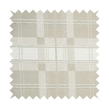 Highland Collection Luxury Soft Like Cotton Checked Pattern Silver Colour Chenille Upholstery Fabric JO-261