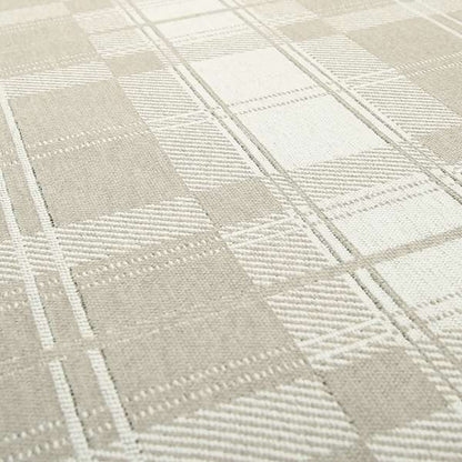 Highland Collection Luxury Soft Like Cotton Checked Pattern Silver Colour Chenille Upholstery Fabric JO-261 - Roman Blinds