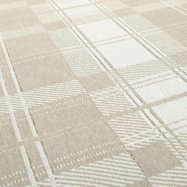 Highland Collection Luxury Soft Like Cotton Checked Pattern Silver Colour Chenille Upholstery Fabric JO-261