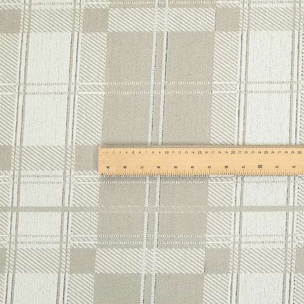 Highland Collection Luxury Soft Like Cotton Checked Pattern Silver Colour Chenille Upholstery Fabric JO-261 - Made To Measure Curtains