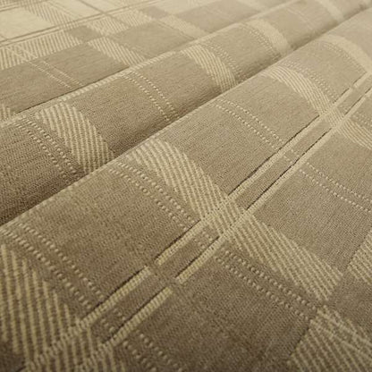 Highland Collection Luxury Soft Like Cotton Tartan Pattern Light Brown Colour Chenille Upholstery Fabric JO-264