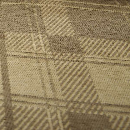Highland Collection Luxury Soft Like Cotton Tartan Pattern Light Brown Colour Chenille Upholstery Fabric JO-264