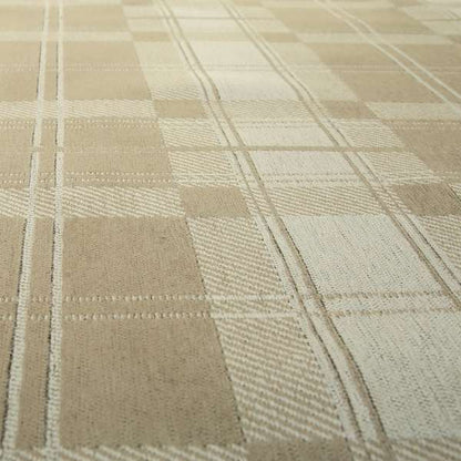Highland Collection Luxury Soft Like Cotton Tartan Checked Design Golden Beige Colour Chenille Upholstery Fabric JO-265