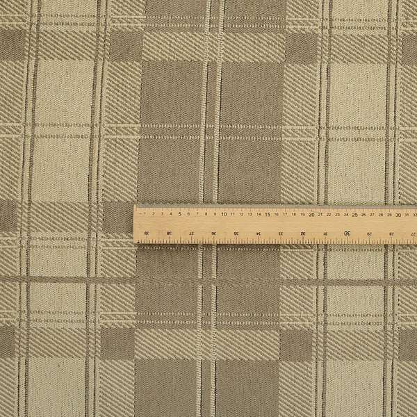 Highland Collection Luxury Soft Like Cotton Checked Tartan Mink Brown Colour Chenille Upholstery Fabric JO-266