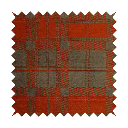 Highland Collection Luxury Soft Like Cotton Tartan Pattern Burgundy Brown Colour Chenille Upholstery Fabric JO-268