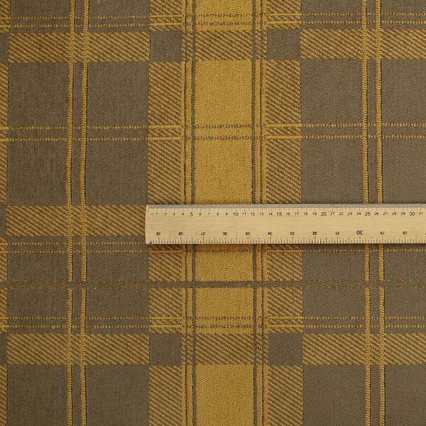 Highland Collection Luxury Soft Like Cotton Checked Tartan Yellow Colour Chenille Upholstery Fabric JO-269