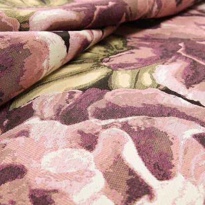 Large Floral Pattern In Purple Black Colour Chenille Upholstery Fabric JO-27 - Roman Blinds