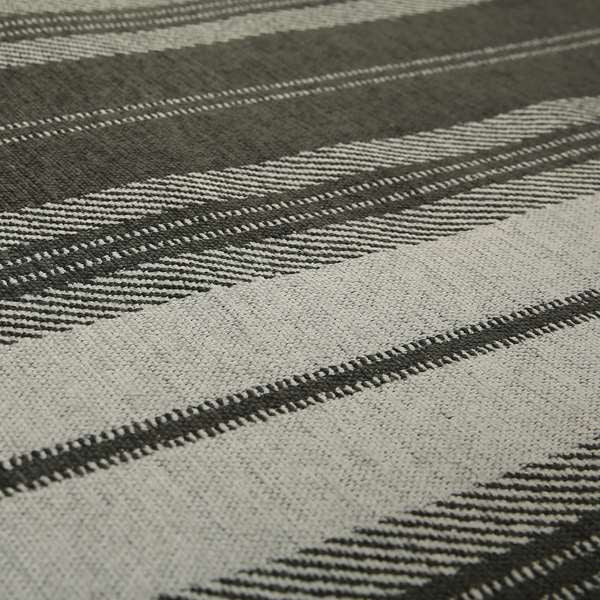 Highland Collection Luxury Soft Like Cotton Striped Pattern Grey Colour Chenille Upholstery Fabric JO-270