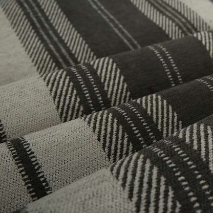 Highland Collection Luxury Soft Like Cotton Striped Pattern Grey Colour Chenille Upholstery Fabric JO-270