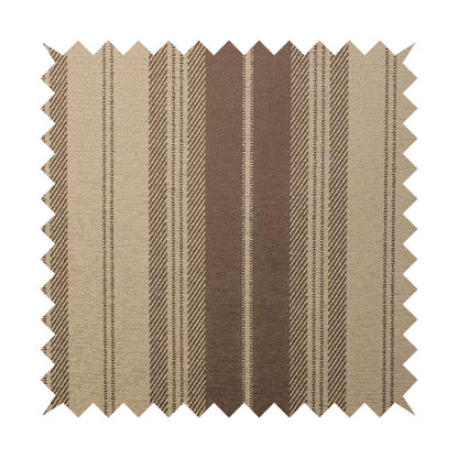 Highland Collection Luxury Soft Like Cotton Striped Light Brown Colour Chenille Upholstery Fabric JO-273