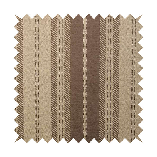 Highland Collection Luxury Soft Like Cotton Striped Light Brown Colour Chenille Upholstery Fabric JO-273