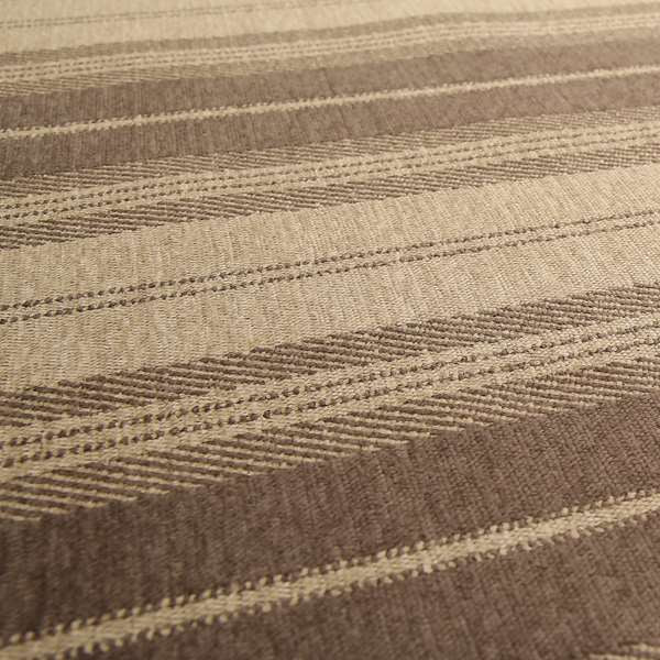 Highland Collection Luxury Soft Like Cotton Striped Light Brown Colour Chenille Upholstery Fabric JO-273