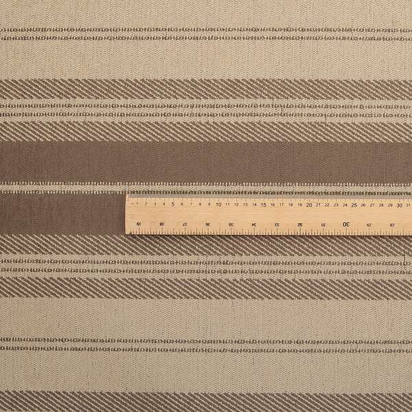 Highland Collection Luxury Soft Like Cotton Striped Light Brown Colour Chenille Upholstery Fabric JO-273