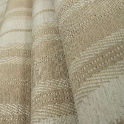 Highland Collection Luxury Soft Like Cotton Striped Design Golden Beige Colour Chenille Upholstery Fabric JO-274