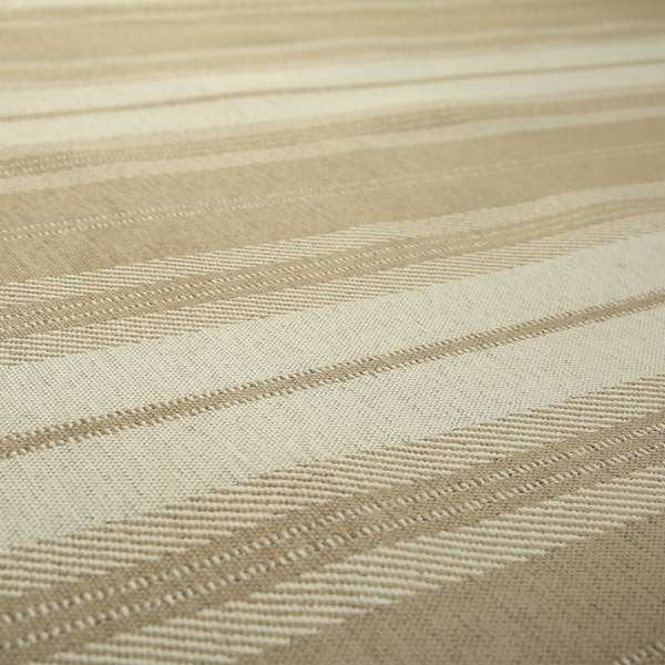 Highland Collection Luxury Soft Like Cotton Striped Design Golden Beige Colour Chenille Upholstery Fabric JO-274