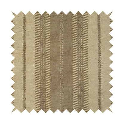 Highland Collection Luxury Soft Like Cotton Striped Mink Brown Colour Chenille Upholstery Fabric JO-275