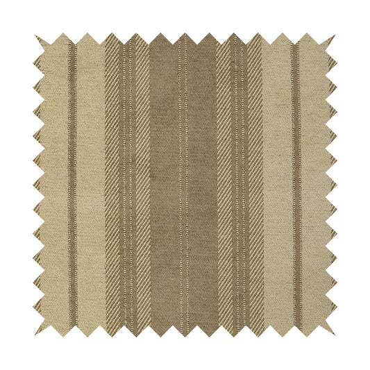 Highland Collection Luxury Soft Like Cotton Striped Mink Brown Colour Chenille Upholstery Fabric JO-275