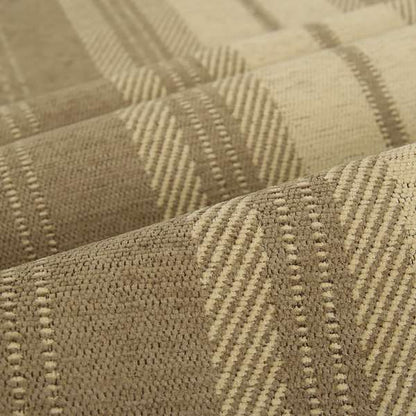 Highland Collection Luxury Soft Like Cotton Striped Mink Brown Colour Chenille Upholstery Fabric JO-275