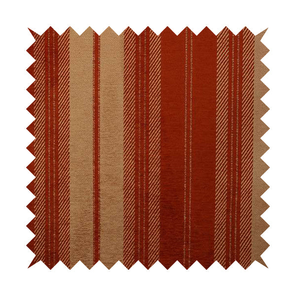 Highland Collection Luxury Soft Like Cotton Striped Orange Peach Colour Chenille Upholstery Fabric JO-276