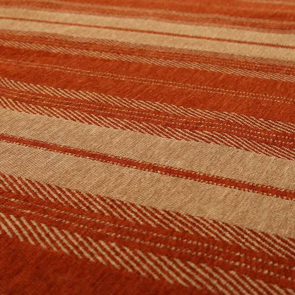 Highland Collection Luxury Soft Like Cotton Striped Orange Peach Colour Chenille Upholstery Fabric JO-276