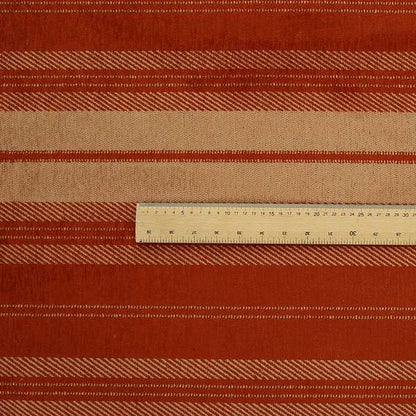 Highland Collection Luxury Soft Like Cotton Striped Orange Peach Colour Chenille Upholstery Fabric JO-276