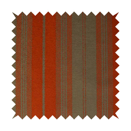 Highland Collection Luxury Soft Like Cotton Striped Pattern Burgundy Brown Colour Chenille Upholstery Fabric JO-277