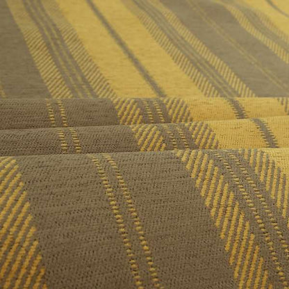 Highland Collection Luxury Soft Like Cotton Striped Yellow Colour Chenille Upholstery Fabric JO-278