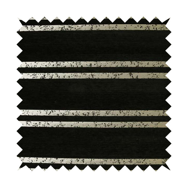 Vegas Railroad Striped Pattern In Black With Gold Soft Chenille Upholstery Fabric JO-28 - Roman Blinds