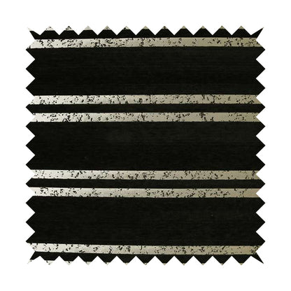 Vegas Railroad Striped Pattern In Black With Gold Soft Chenille Upholstery Fabric JO-28 - Roman Blinds