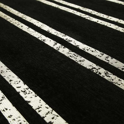 Vegas Railroad Striped Pattern In Black With Gold Soft Chenille Upholstery Fabric JO-28 - Roman Blinds