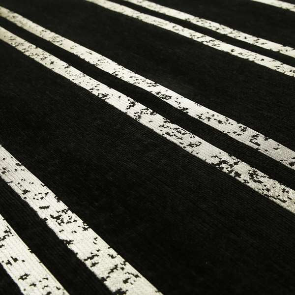 Vegas Railroad Striped Pattern In Black With Gold Soft Chenille Upholstery Fabric JO-28 - Made To Measure Curtains