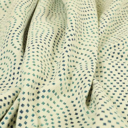 Decorative Geometric Swirl Blue Teal Colour Pattern Chenille Jacquard Fabric JO-288 - Made To Measure Curtains