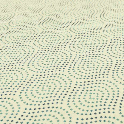 Decorative Geometric Swirl Blue Teal Colour Pattern Chenille Jacquard Fabric JO-288