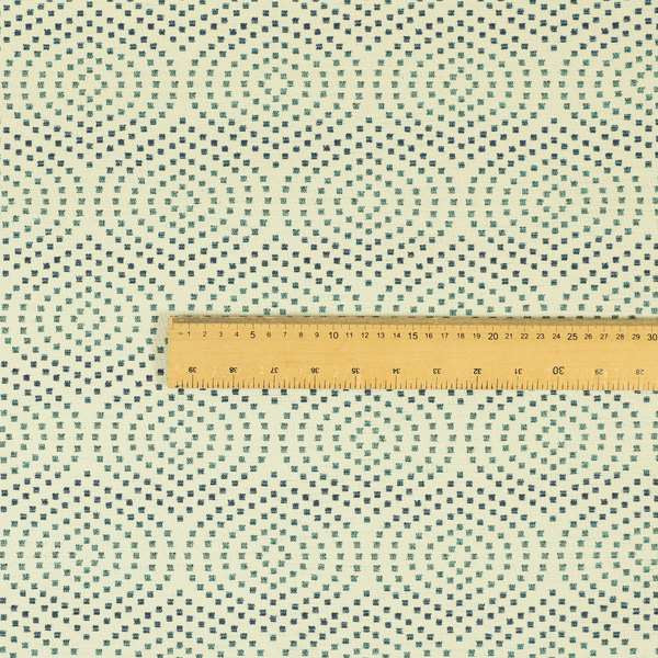 Decorative Geometric Swirl Blue Teal Colour Pattern Chenille Jacquard Fabric JO-288