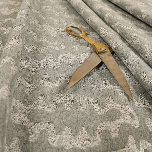 Lomasi Metallic Tones Fabric Silver Grey Colour Zigg Zagg Pattern Furnishing Fabric JO-290 - Made To Measure Curtains