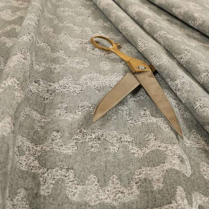 Lomasi Metallic Tones Fabric Silver Grey Colour Zigg Zagg Pattern Furnishing Fabric JO-290