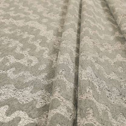 Lomasi Metallic Tones Fabric Silver Grey Colour Zigg Zagg Pattern Furnishing Fabric JO-290 - Made To Measure Curtains