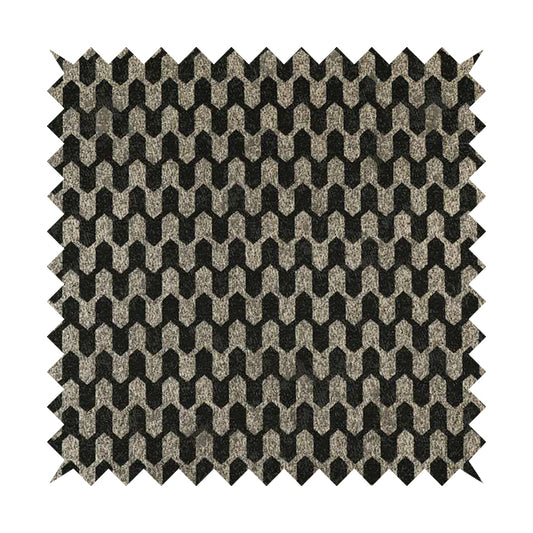 Lomasi Metallic Tones Fabric Silver Black Colour Geometric Woven Pattern Furnishing Fabric JO-291