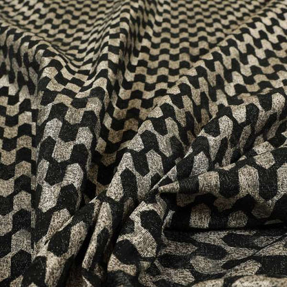 Lomasi Metallic Tones Fabric Silver Black Colour Geometric Woven Pattern Furnishing Fabric JO-291