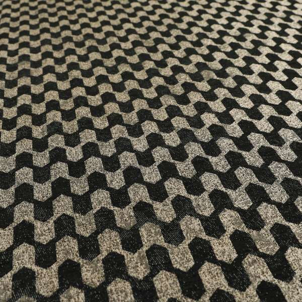 Lomasi Metallic Tones Fabric Silver Black Colour Geometric Woven Pattern Furnishing Fabric JO-291 - Roman Blinds