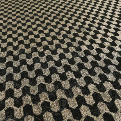 Lomasi Metallic Tones Fabric Silver Black Colour Geometric Woven Pattern Furnishing Fabric JO-291