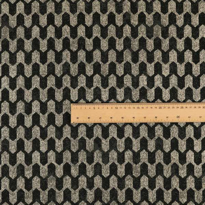 Lomasi Metallic Tones Fabric Silver Black Colour Geometric Woven Pattern Furnishing Fabric JO-291 - Roman Blinds