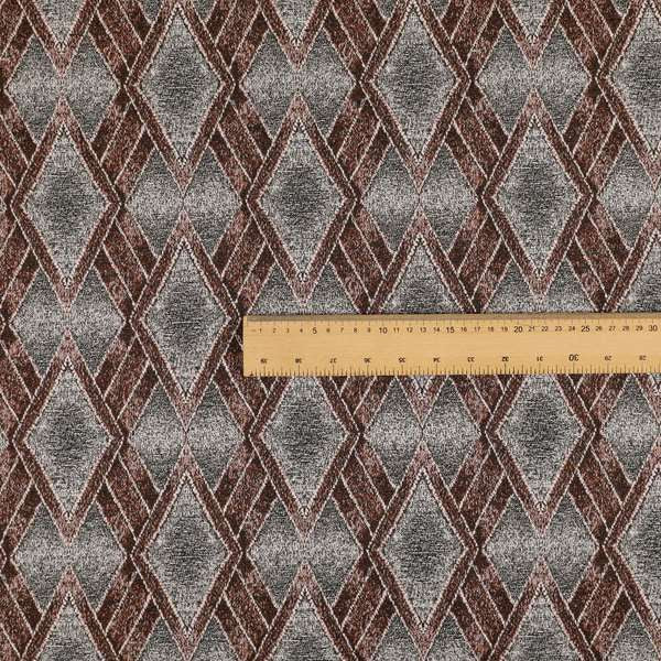 Elwin Decorative Weave Grey Red Colour Geometric Hexagon Pattern Jacquard Fabric JO-293 - Roman Blinds