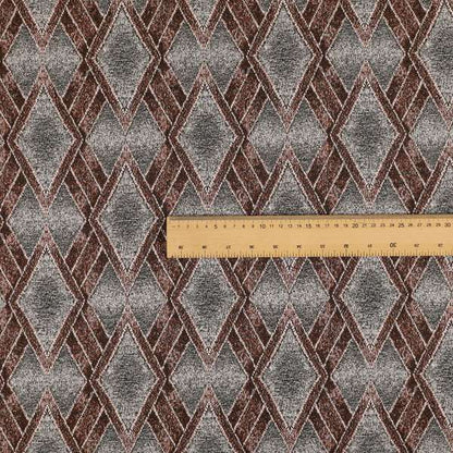 Elwin Decorative Weave Grey Red Colour Geometric Hexagon Pattern Jacquard Fabric JO-293 - Made To Measure Curtains