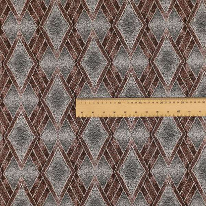 Elwin Decorative Weave Grey Red Colour Geometric Hexagon Pattern Jacquard Fabric JO-293