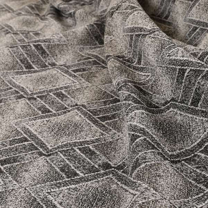 Elwin Decorative Weave Grey Black Colour Geometric Hexagon Pattern Jacquard Fabric JO-294