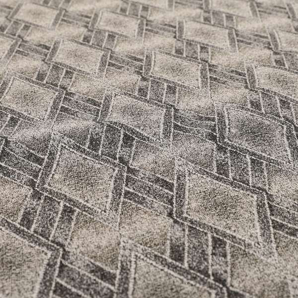 Elwin Decorative Weave Grey Black Colour Geometric Hexagon Pattern Jacquard Fabric JO-294
