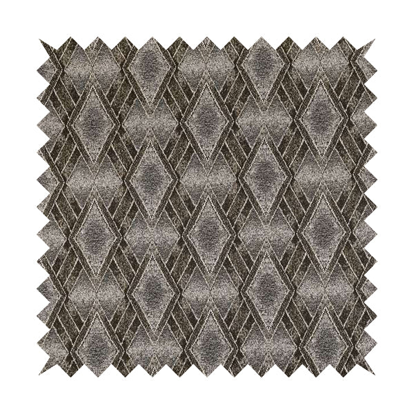Elwin Decorative Weave Grey Brown Colour Geometric Hexagon Pattern Jacquard Fabric JO-295