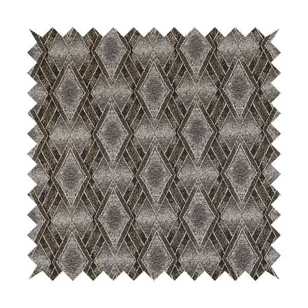 Elwin Decorative Weave Grey Brown Colour Geometric Hexagon Pattern Jacquard Fabric JO-295 - Made To Measure Curtains